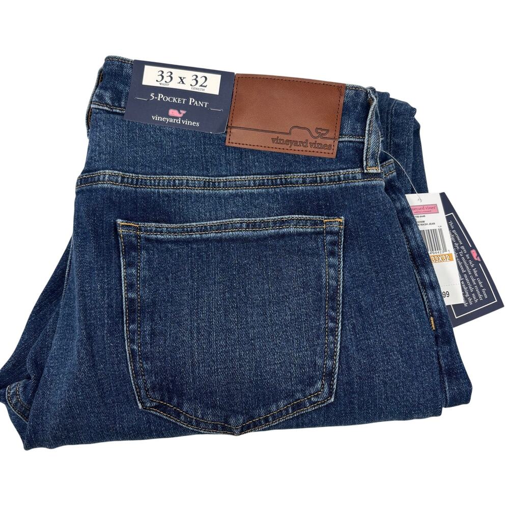 Vineyard Vines Mens 33x32 Blue 5 Pocket Design Medium Wash Jeans NWT
